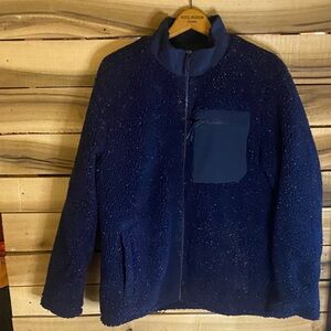 NWT Mountain and Isles Navy speckled Fleece Jacket with Pocket medium full zip
